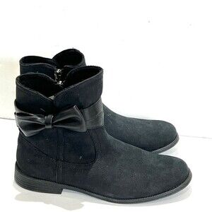 Ugg Black Joanie Bow Ankle Boots Shoes Sz Small Women's Suede Leather